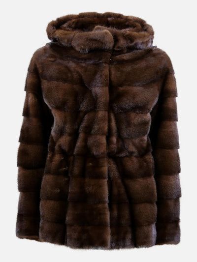 Trinity, 73 cm. - Hood - Mink - Women - Mahogany