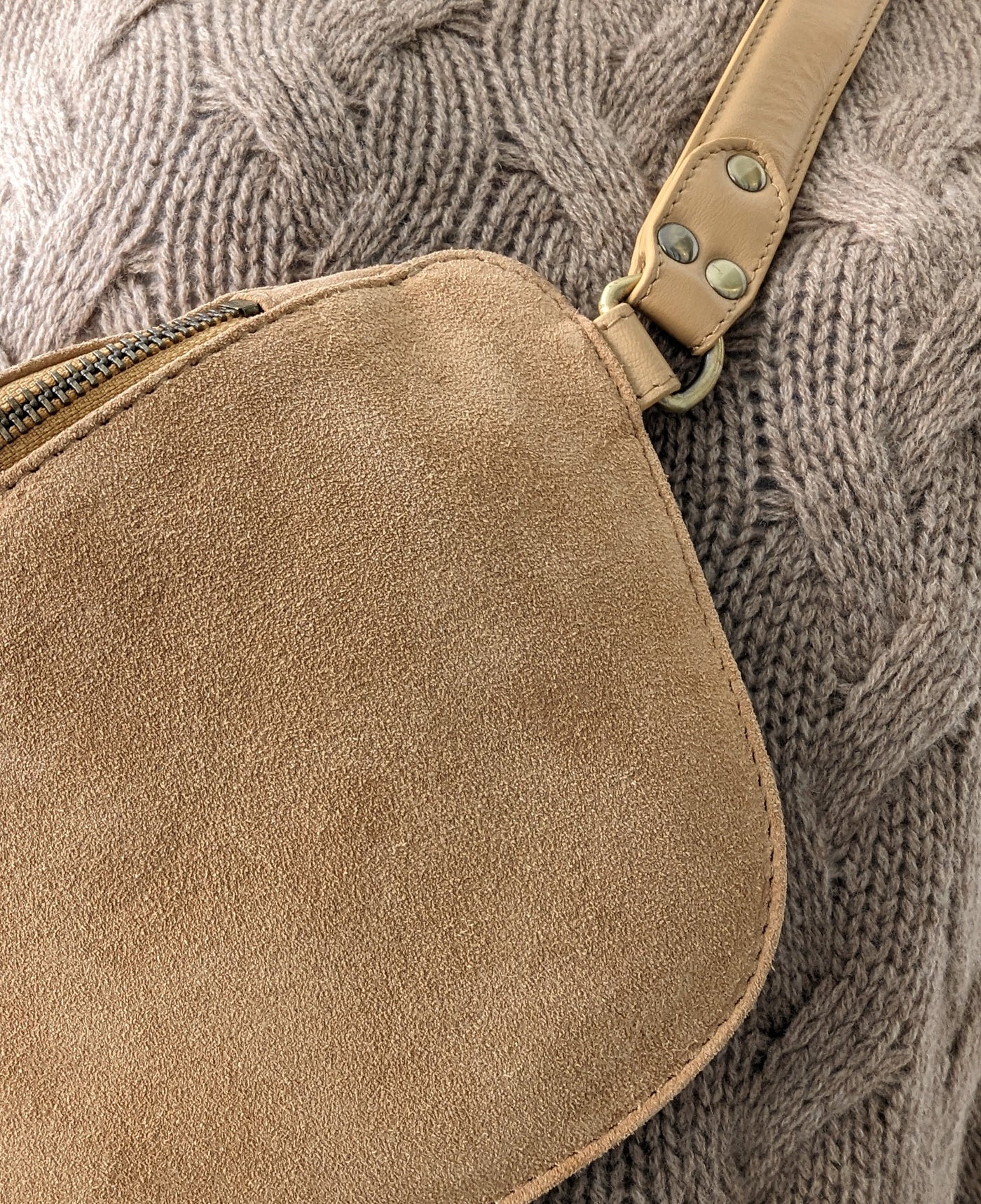 Belt bag 14854 - Bum bag suede leather Accesories - Caramel