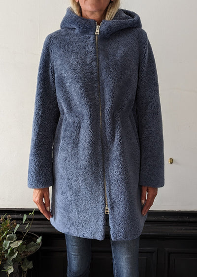 Delaney, 87 cm. - Hood - Curly Lamb - Women - Blue