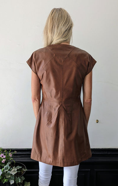 Kennedy Dress - Lamb Malli Leather - Women - Dark Cognac