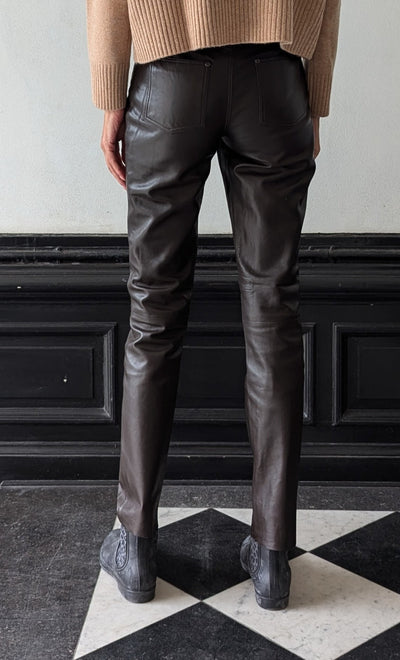 Jill Trousers - Lamb Nappa Leather - Women - New Brown