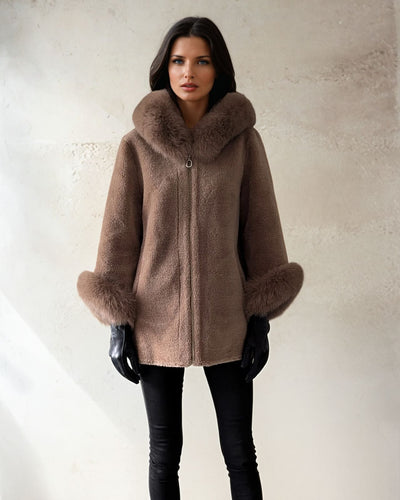 Franciane, 78 cm. - Hood - Air Wool - Women - Chestnut