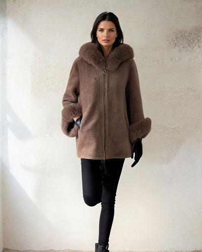 Franciane, 78 cm. - Hood - Air Wool - Women - Chestnut