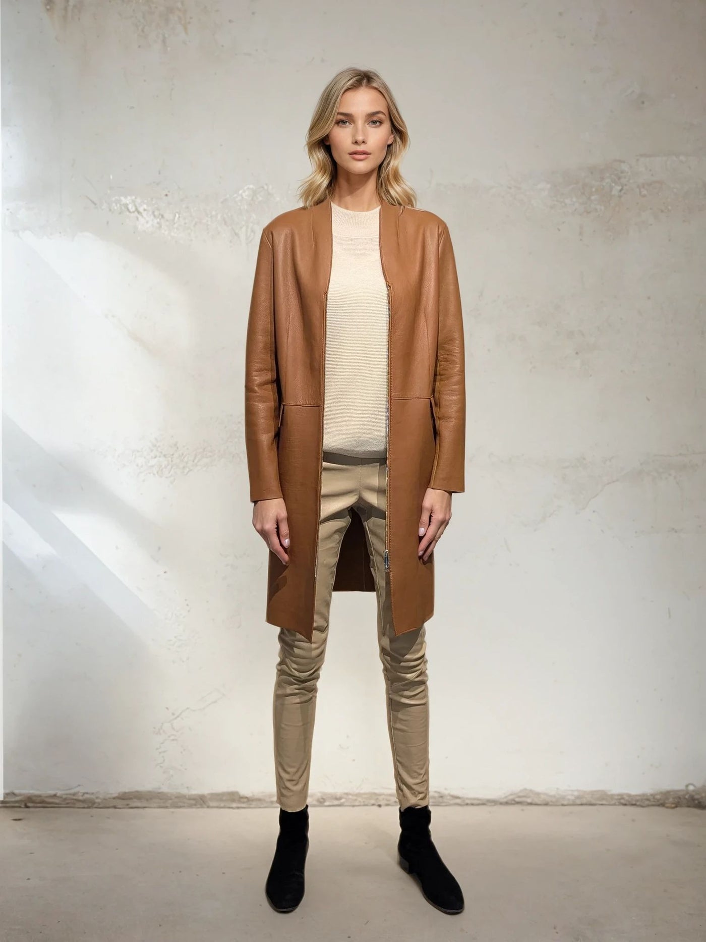Elena, 97 cm. - Lamb Dior Bonded Leather-Women - Caramel