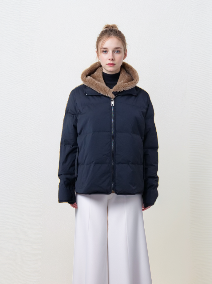 Ingrid, 63 cm. - Hood - Down - Women - Navy