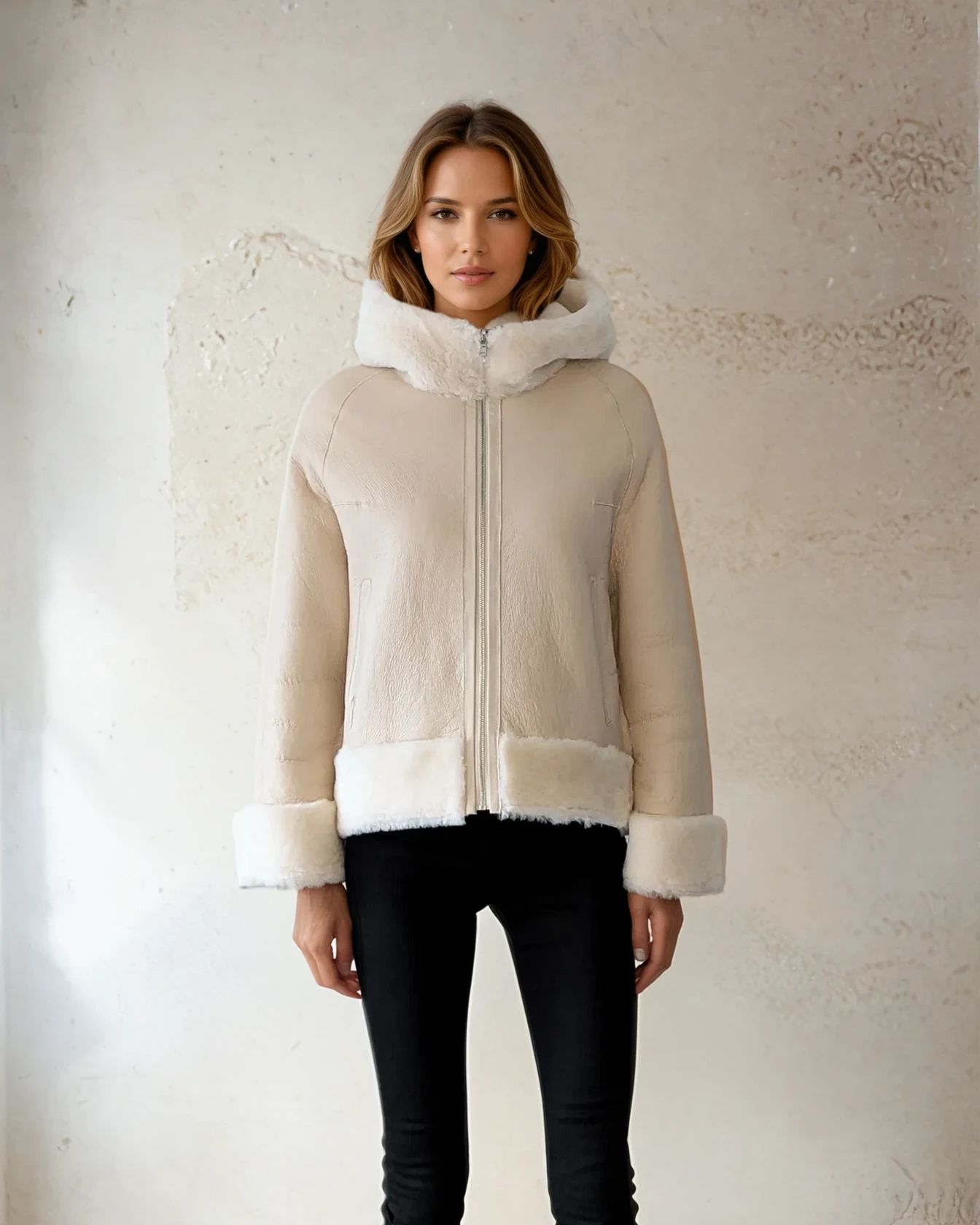 Indrani, 63 cm. - Hood - Toscana Lamb - Women - White