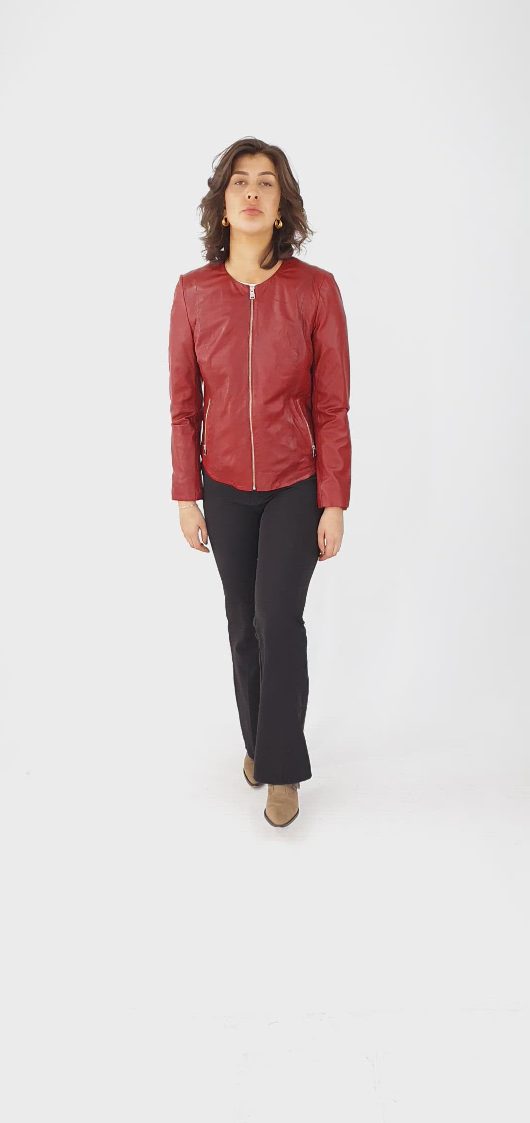 PP 108 - Comfort - Lamb Malli Leather - Women - Red / Læder Skinds Jakke - Levinsky - Kvinde