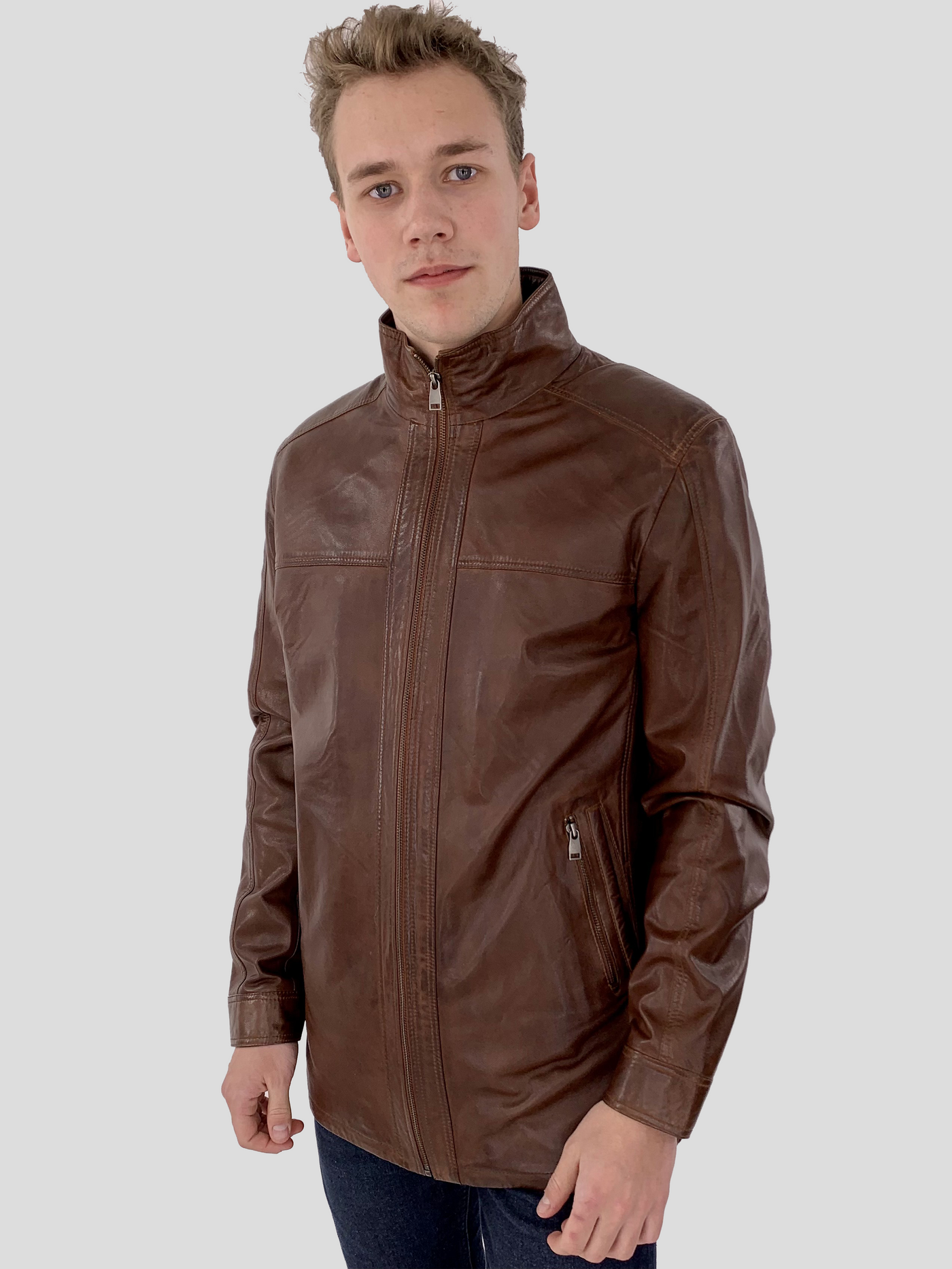 Brenton - Long - Lamb Copper Leather - Man - Brown