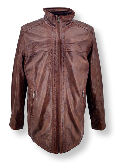 Brenton - Long - Lamb Copper Leather - Man - Brown | STAMPE PELS
