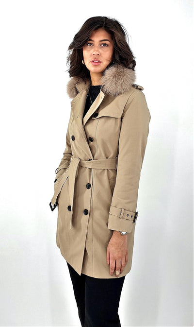 Daisy Trench Coat, 90 cm. - Textile - Women - Beige - Textile - Women - Daisy Trench Coat, 90 cm. - Textile - Women - Beige - Stampe Pels