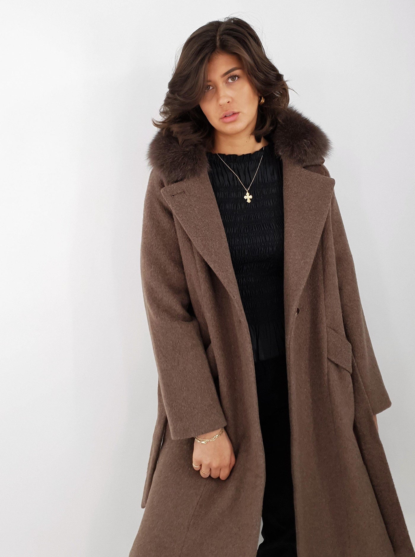 Deeba, 104 cm. - Wool - Women - Camel Brown - Wool - Women - Deeba, 104 cm. - Wool - Women - Camel Brown - Stampe Pels