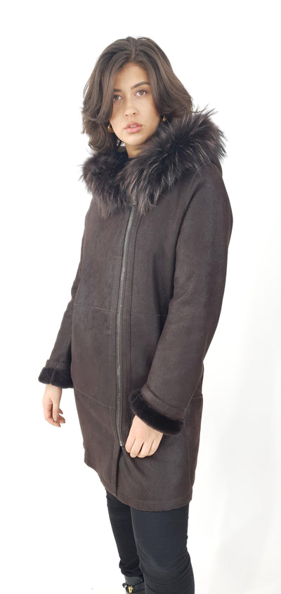 Abella, 85 cm. - Nappa Lamb Crack - Women - Dark Brown - Nappa Lamb Crack - Women - Abella, 85 cm. - Nappa Lamb Crack - Women - Dark Brown - Stampe Pels