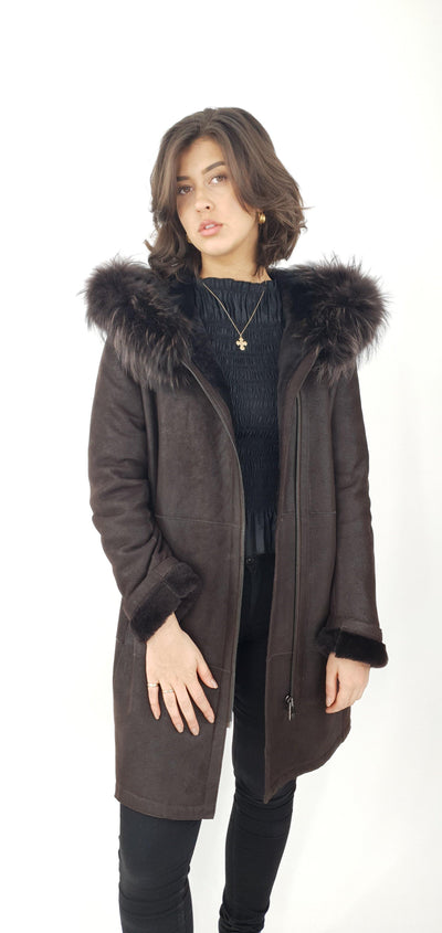 Abella, 85 cm. - Nappa Lamb Crack - Women - Dark Brown - Nappa Lamb Crack - Women - Abella, 85 cm. - Nappa Lamb Crack - Women - Dark Brown - Stampe Pels