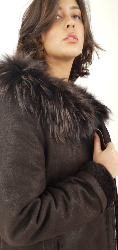 Abella, 85 cm. - Nappa Lamb Crack - Women - Dark Brown - Nappa Lamb Crack - Women - Abella, 85 cm. - Nappa Lamb Crack - Women - Dark Brown - Stampe Pels