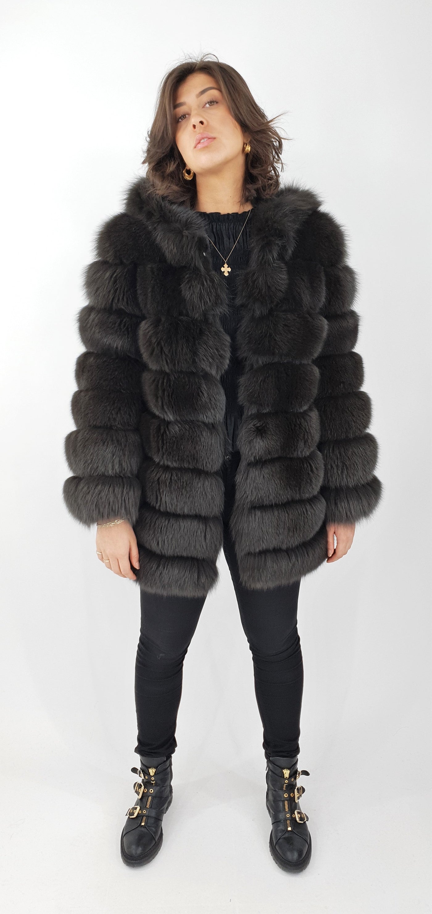 Petrovski, 80 cm. - Hood - Blue Fox - Women - Army