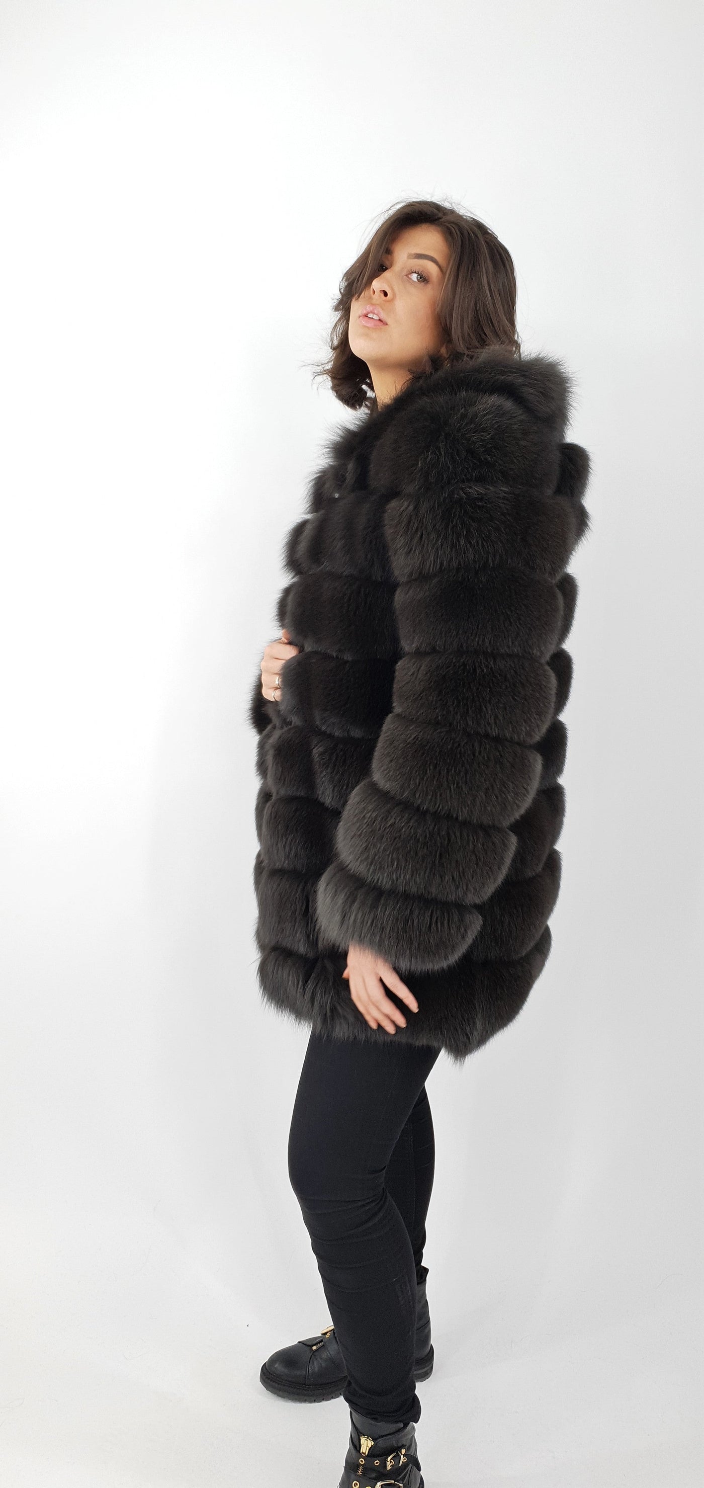 Petrovski, 80 cm. - Hood - Blue Fox - Women - Army