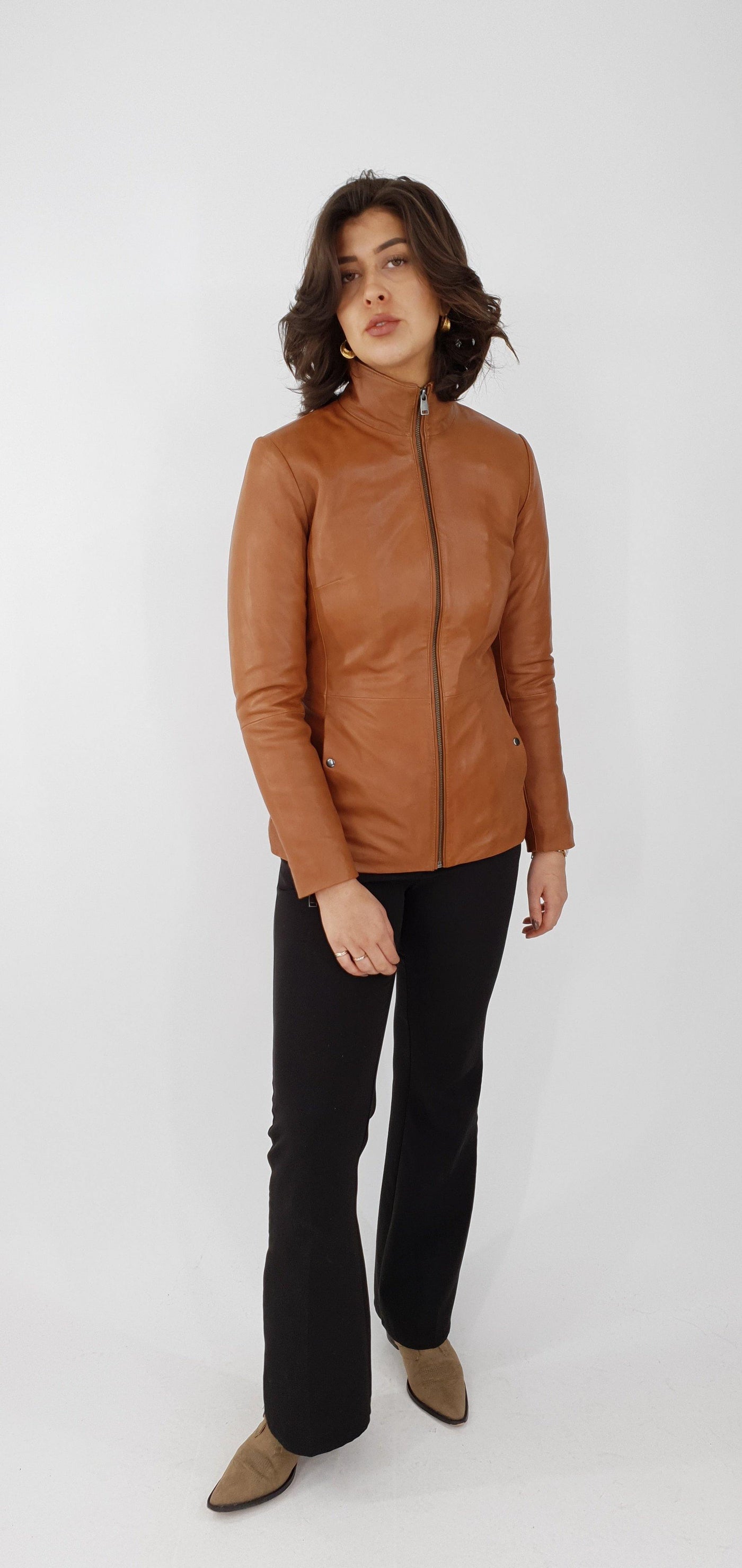 Karina - Lamb Thick Dace Leather -Women - French Tan - Lamb Thick Dace Leather -Women - Karina - Lamb Thick Dace Leather -Women - French Tan - Stampe Pels