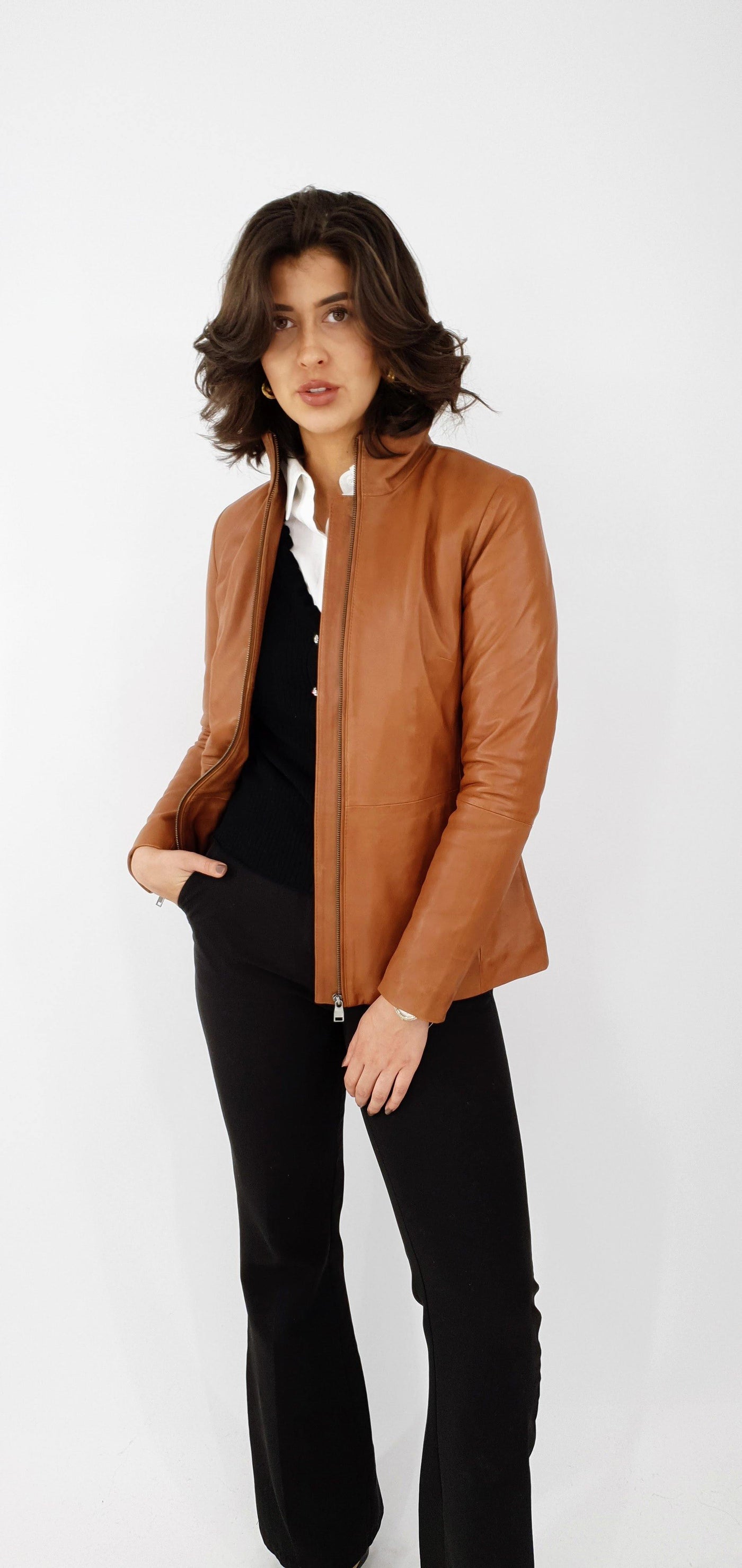 Karina - Lamb Thick Dace Leather -Women - French Tan - Lamb Thick Dace Leather -Women - Karina - Lamb Thick Dace Leather -Women - French Tan - Stampe Pels