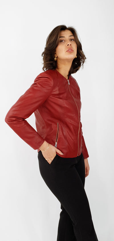 PP 108 - Comfort - Lamb Malli Leather - Women - Red / Læder Skinds Jakke - Levinsky - Kvinde
