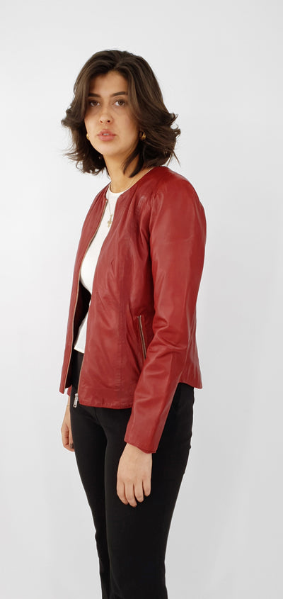 PP 108 - Comfort - Lamb Malli Leather - Women - Red / Læder Skinds Jakke - Levinsky - Kvinde