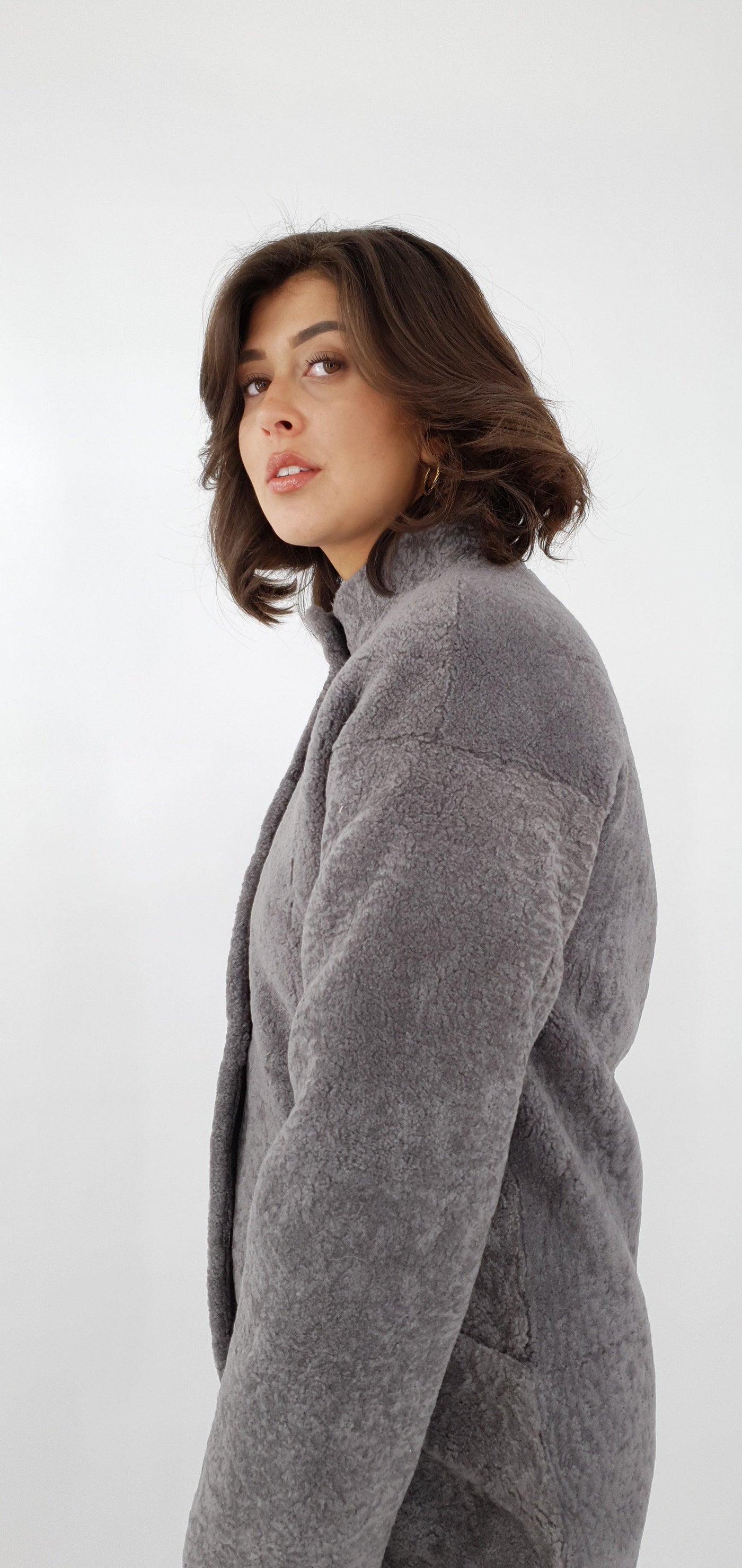 Deepu, 85 cm. - Curly Lamb - Women - Grey - Curly Lamb - Women - Deepu, 85 cm. - Curly Lamb - Women - Grey - Stampe Pels