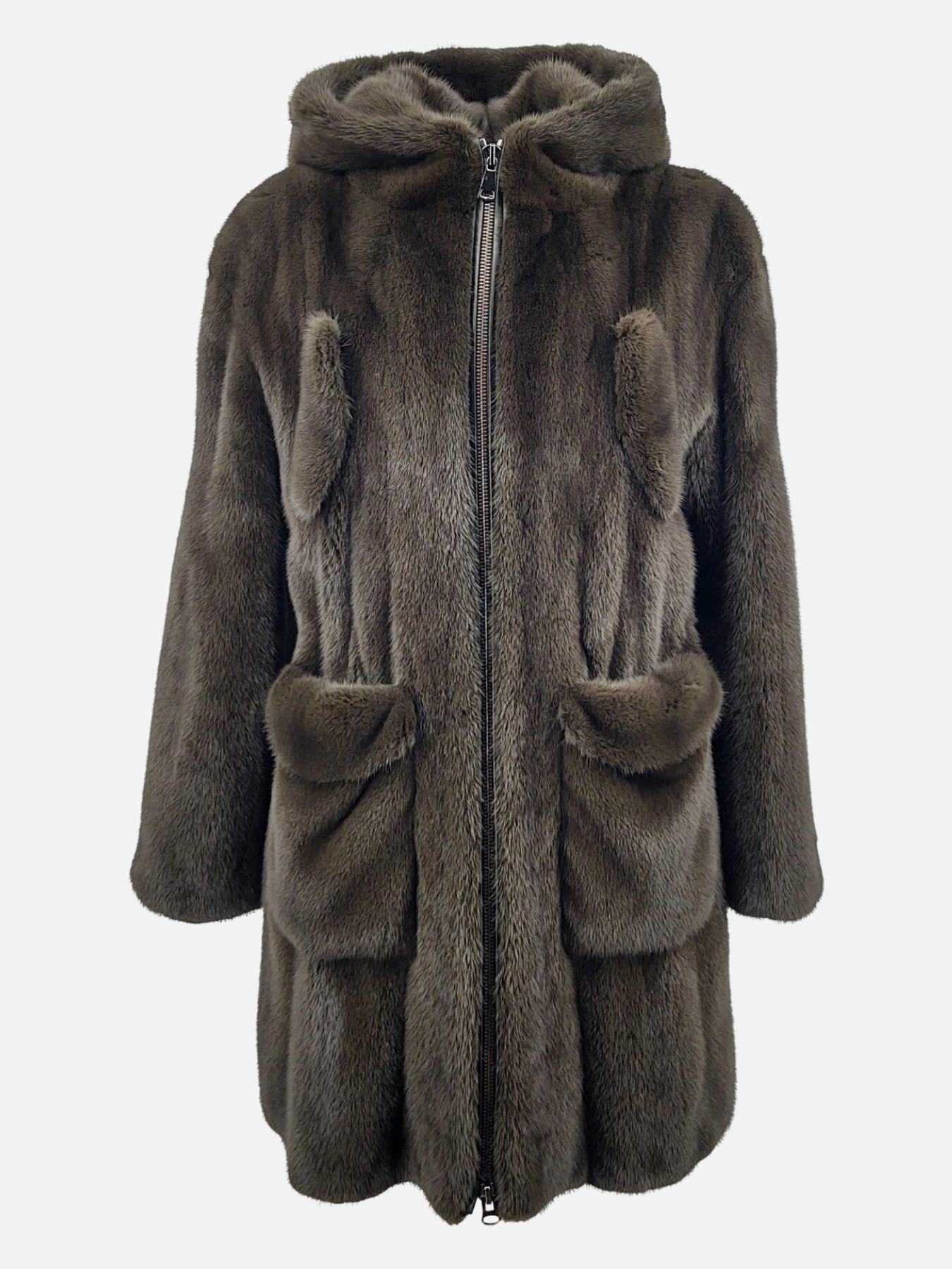 Artic, 85 cm. - Mink Let Out - Women - Army / Mink Pels - Levinsky - Kvinde