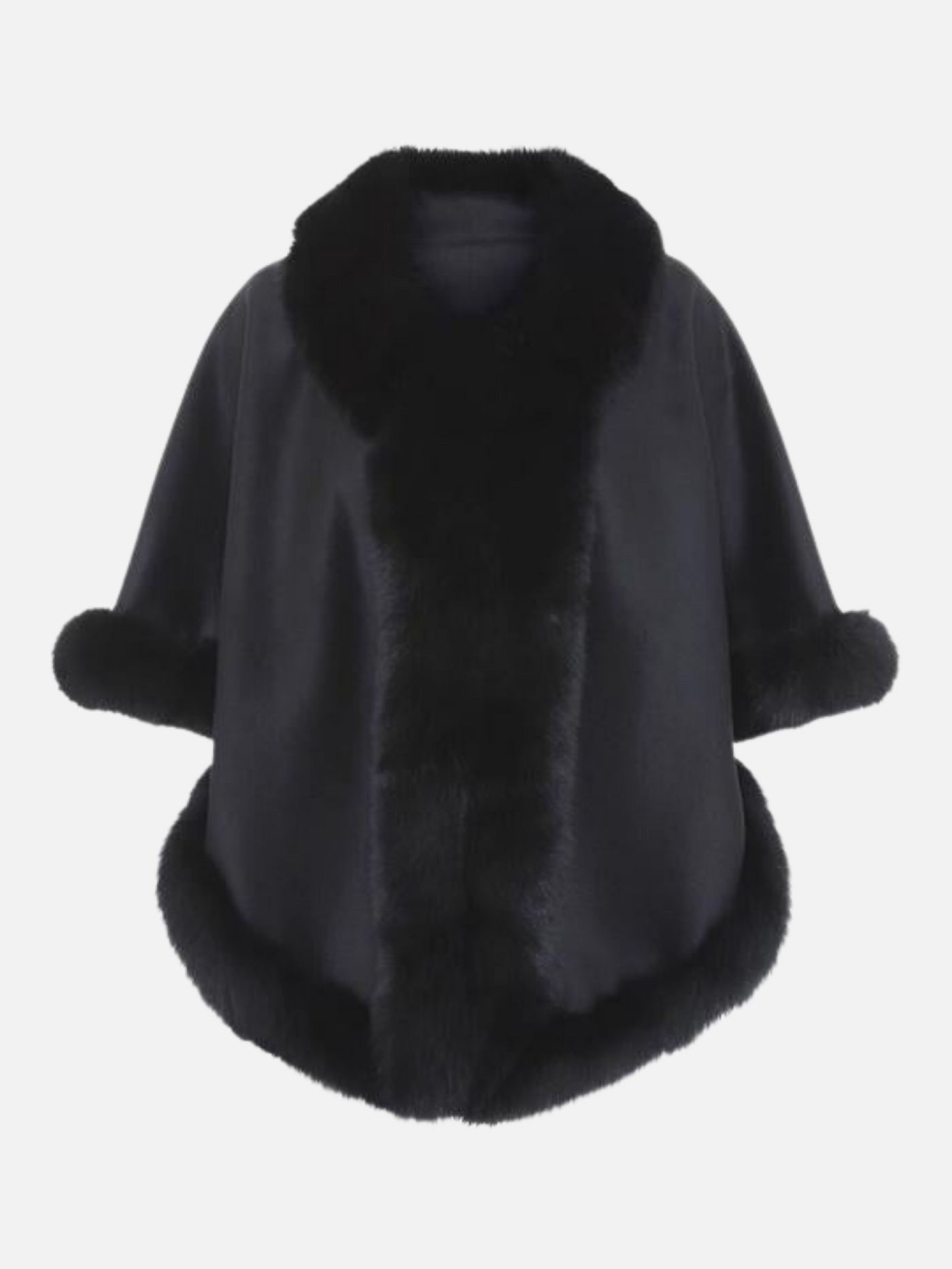 Chadron Cape, 65 cm. - Thinner Double Face Wool - Black / Sjal