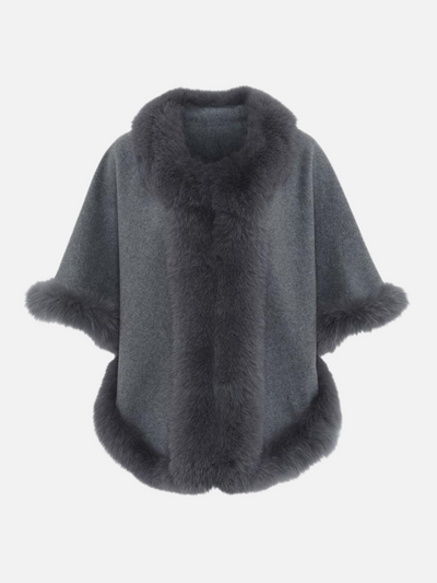 Chadron Cape, 65 cm. - Thinner Double Face Wool - Grey / Sjal