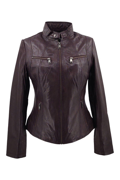 P 14-01 - Lamb Malli Leather - Women - Plum / Læder Skinds Jakke - Levinsky - Kvinde | STAMPE PELS