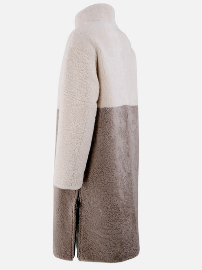 Filuka, 100 cm. - Collar - Curly Lamb - Women - Beige & Grey