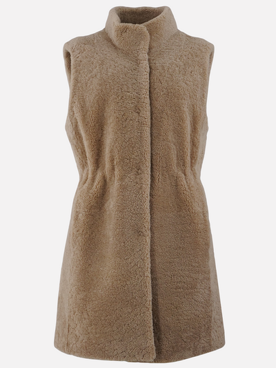 Freida West, 85 cm. - Collar - Curly Lamb - Women - Light Camel