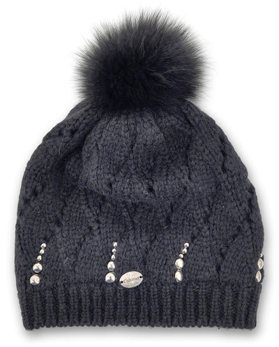 WQ.142/P Bis Hat - Knitted Yarn - Accesories - Black (Hue) | STAMPE PELS