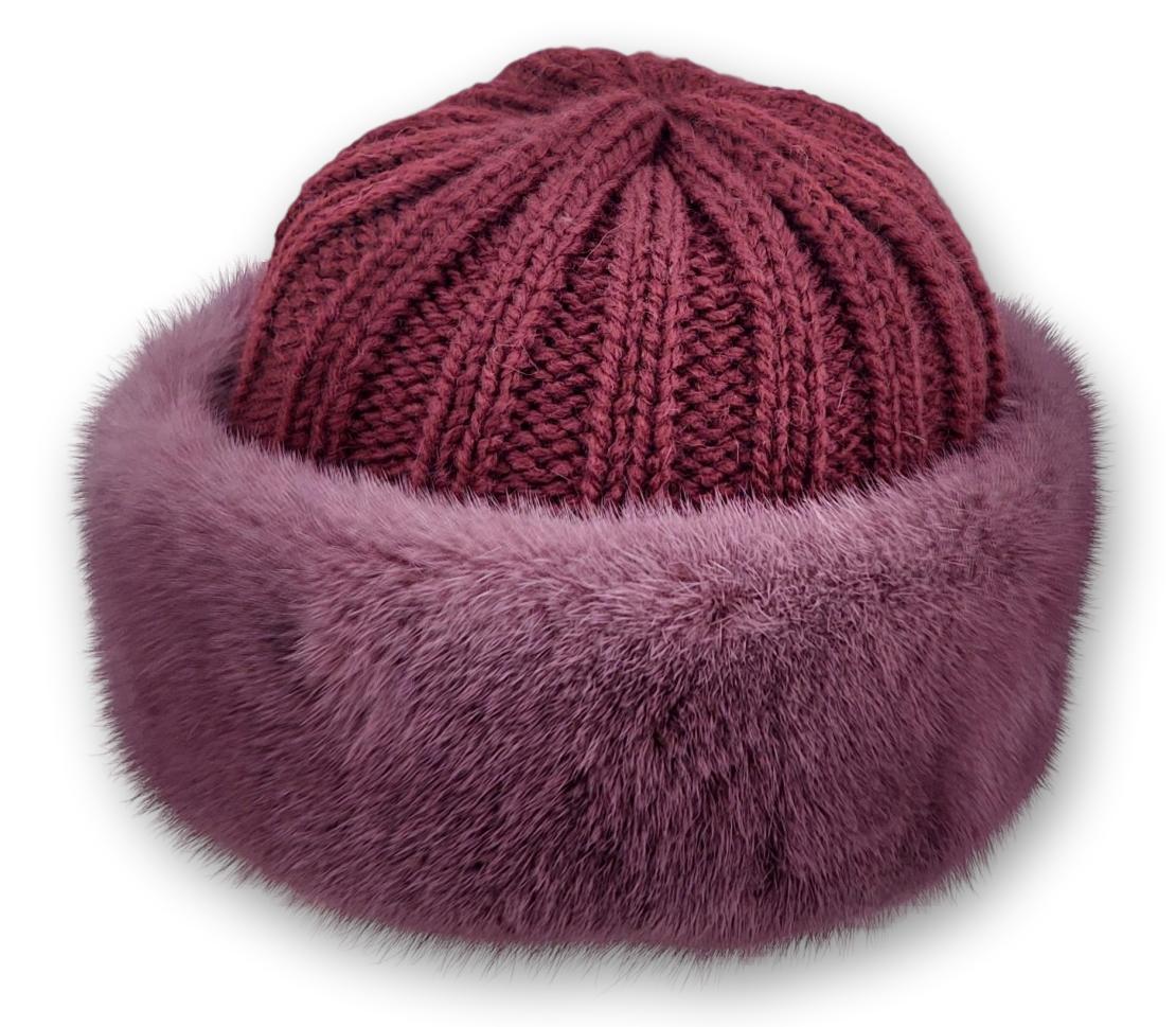 632-683-07-75 Hat - Mink Knitted - Accesories - Red (Hue) | STAMPE PELS
