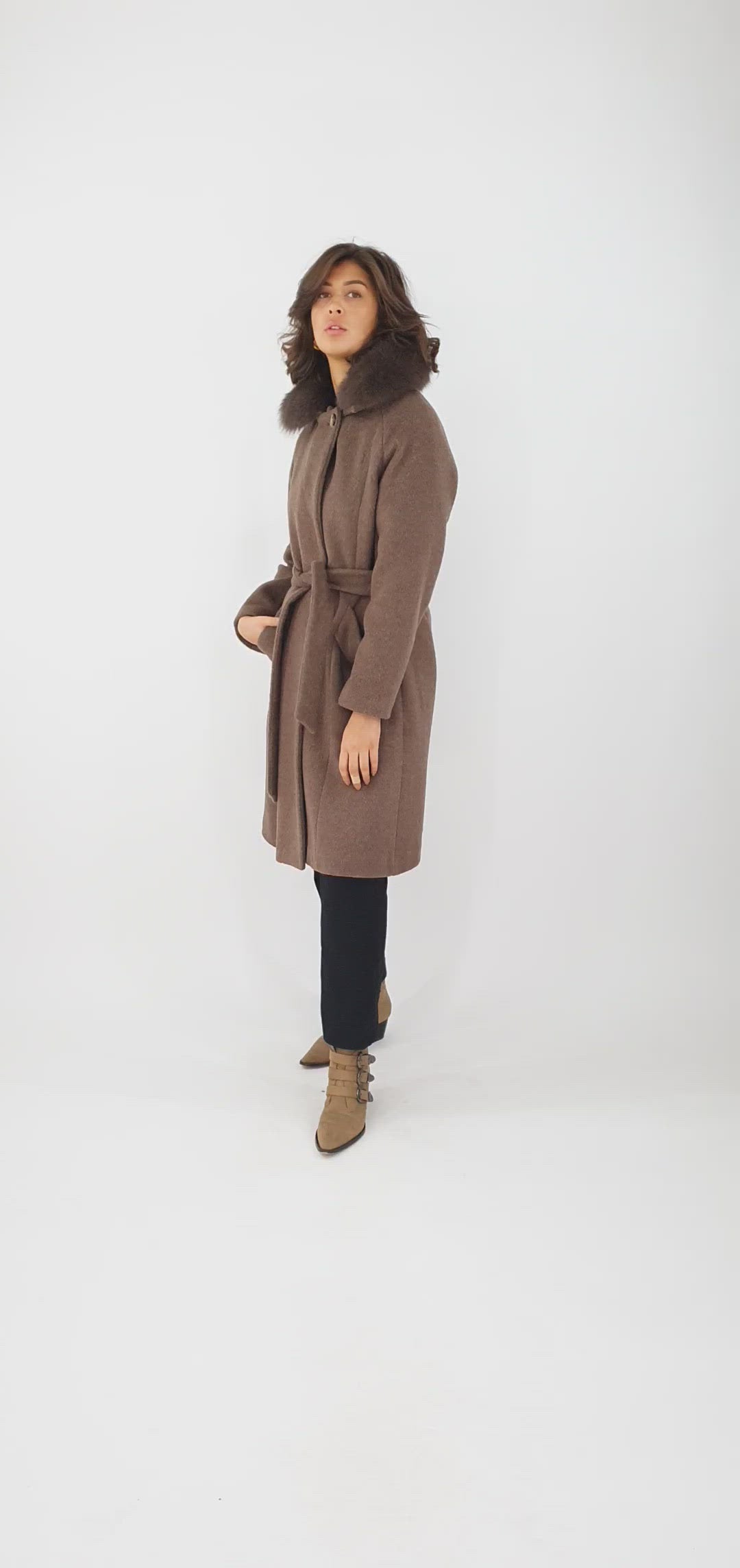 Deeba, 104 cm. - Wool - Women - Camel Brown