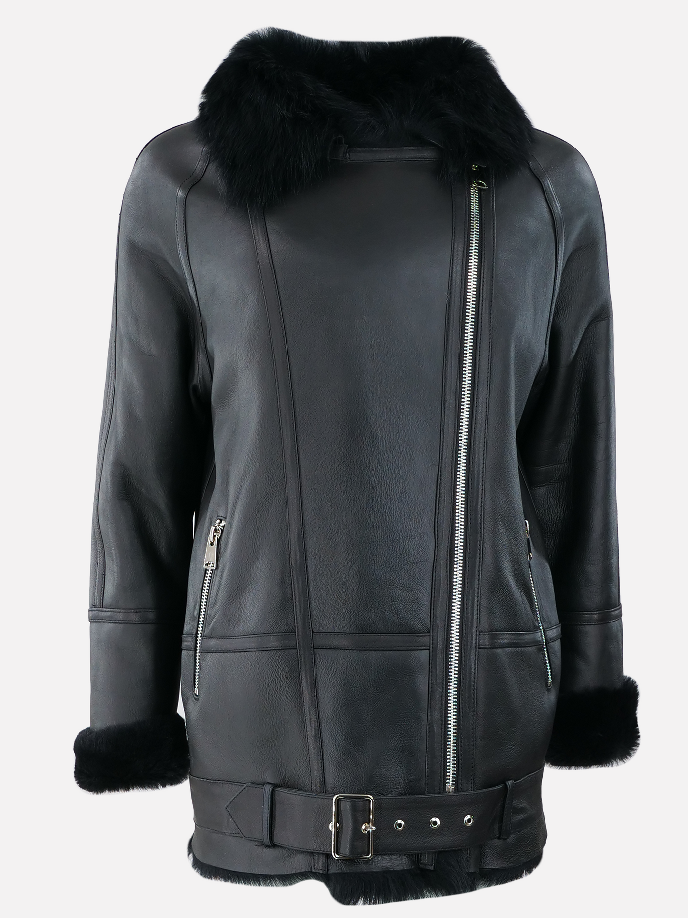 Freetown, 71 cm. - Collar - Nappa Lamb Crack - Women - Black
