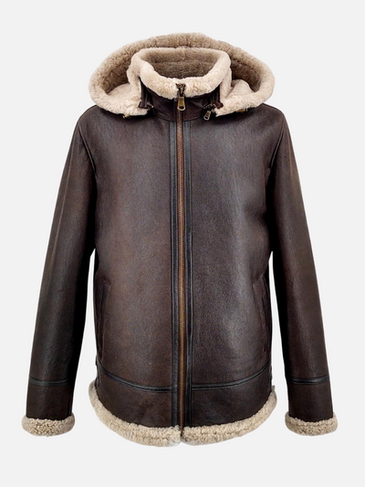 ACA, 70 cm., Mens Jacket - Hood - Nappa Lamb Crack - Man - Dark Brown