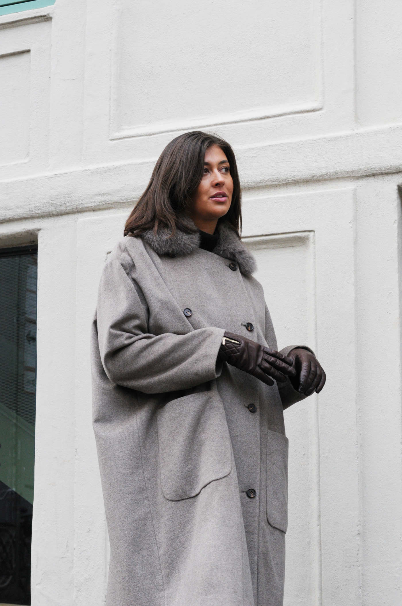 Hemma, 107 cm. - Collar - Wool - Women - Oak