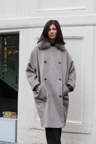 Hemma, 107 cm. - Collar - Wool - Women - Oak