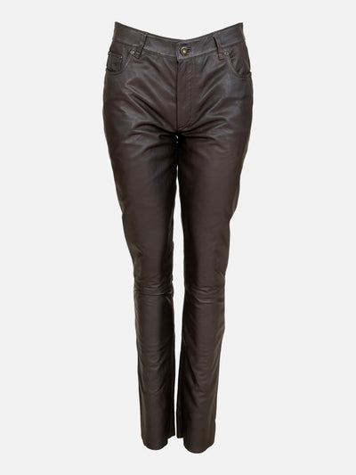 Petra Trousers - Lamb Nappa Leather - Women - Warm Grey