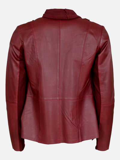 Embre Cardigan - Lamb Thin Dace Leather - Women - Dark Red