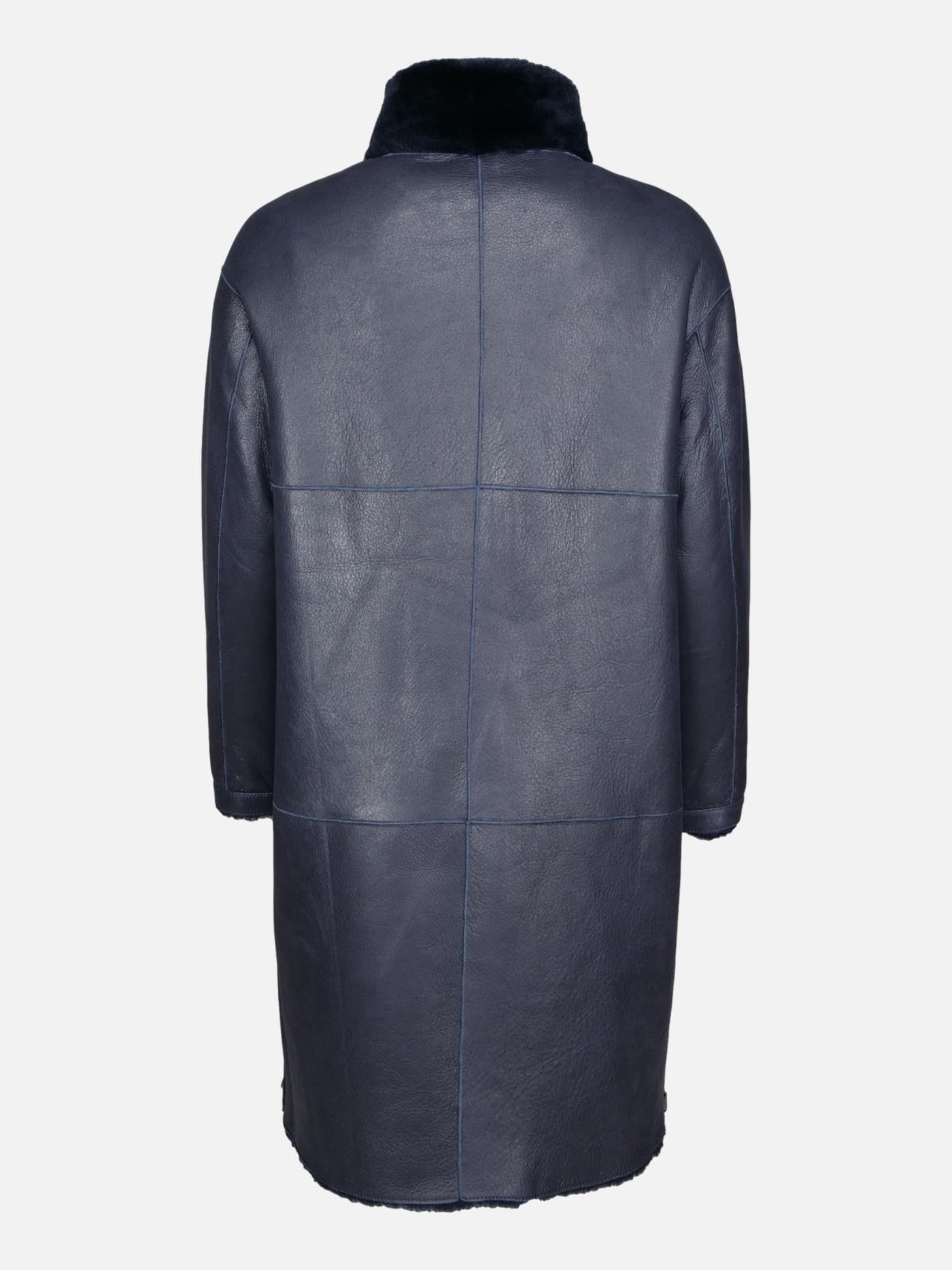 Giorgiana, 95 cm. - Collar - Nappa Lamb Crack Washed -Women - Navy Blue