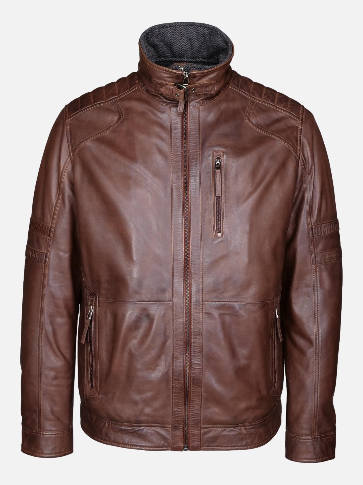 Hadrain, 72 cm. - Collar - Lamb Malli Leather - Man - Copper Brown