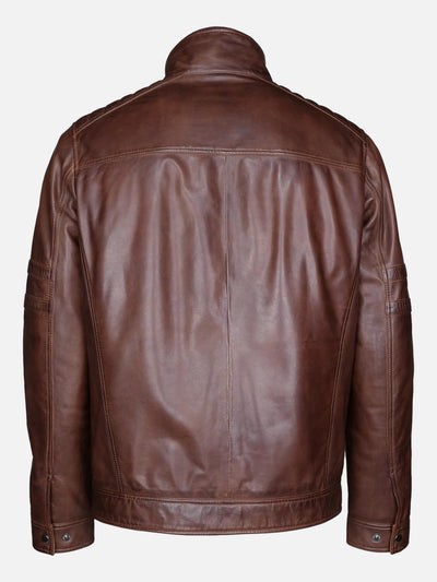 Hadrain, 72 cm. - Collar - Lamb Malli Leather - Man - Copper Brown