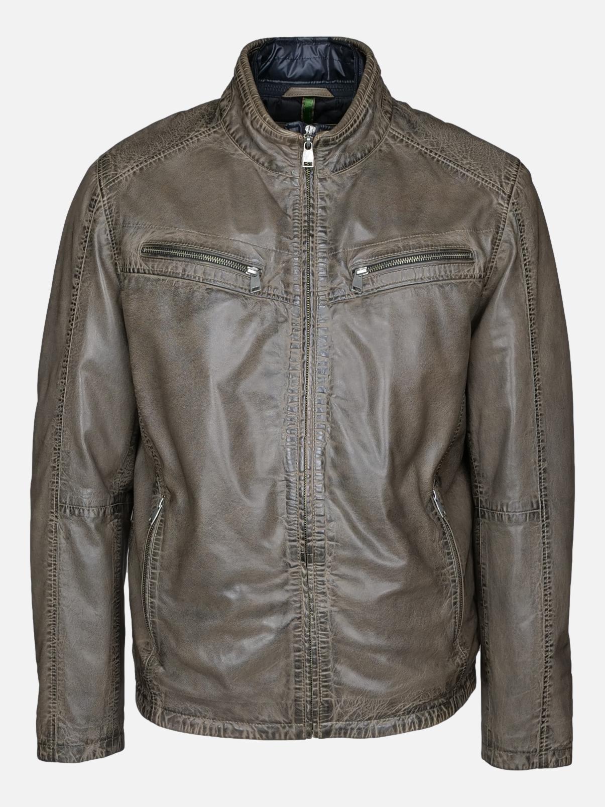 Quinn, 70 cm. - Collar - Lamb Veg Tumble Leather - Man - Olive