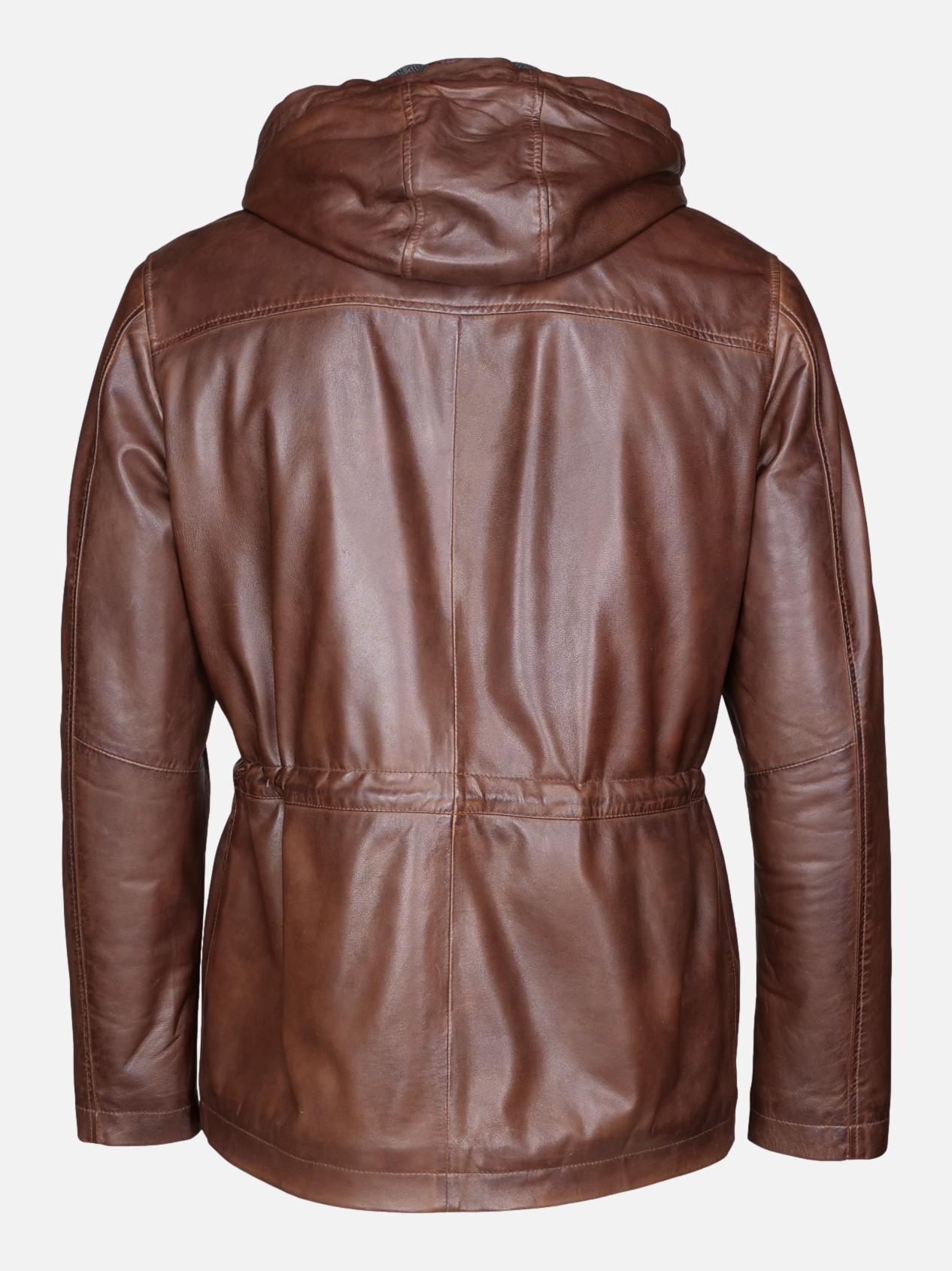 Gassa, 80 cm. - Hood - Lamb Malli Leather - Man - Copper Brown
