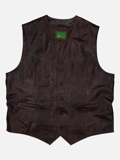 Big Vest, 72 cm. - Collar - Lamb Polish Nappa Leather -Man -