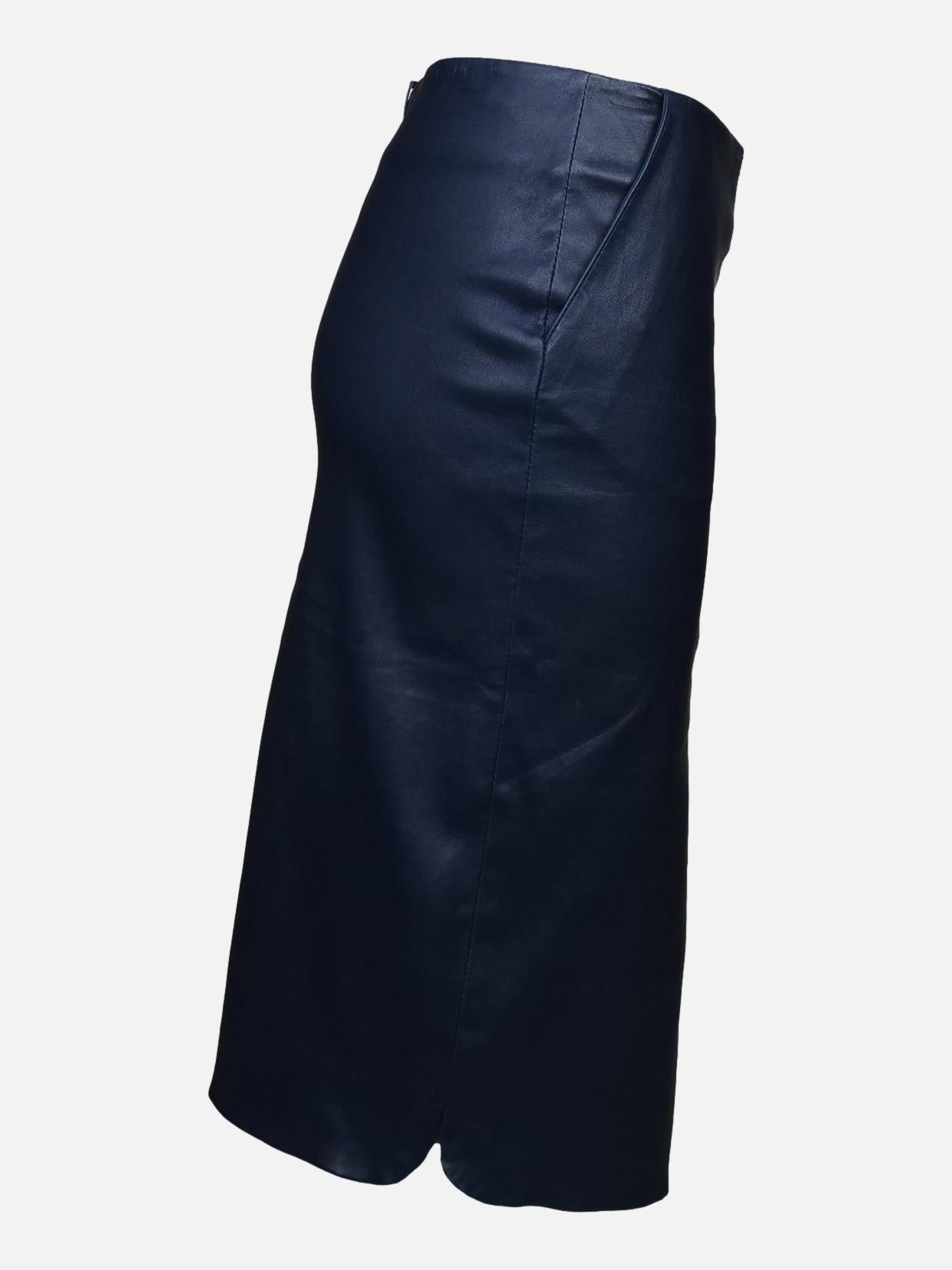 Carlotta Skirt - Lamb Stretch Leather - Women - Blue