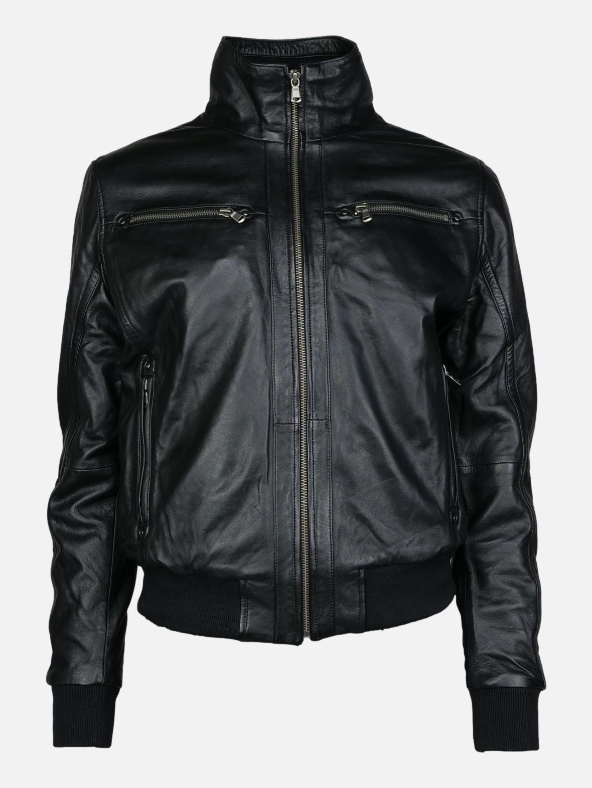 33100L Ladies Jacket - Lamb Polish Nappa Leather - Black