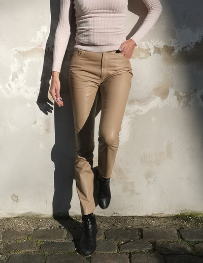 Jill Trouser - Lamb Nappa Leather - Women - Cafe Latte