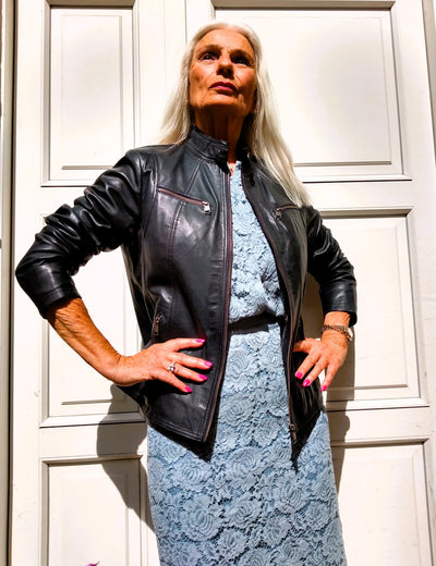 PP 100 - Comfort - Lamb Malli Leather - Women - Navy Blue / Læder Skinds Jakke - Levinsky - Kvinde